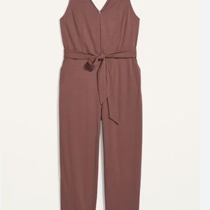 Sleeveless Ponte-Knit Tie-Belt Jumpsuit in Black for Women Old Navy Size Small